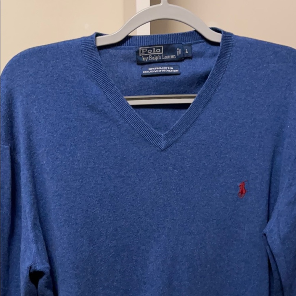 LIGHTLY WORN! Polo by Ralph Lauren V-neck sweater - Picture 2 of 3